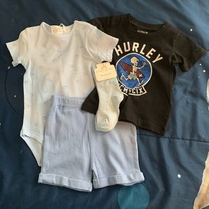12 months, baby boy 3 piece set, free t shirt